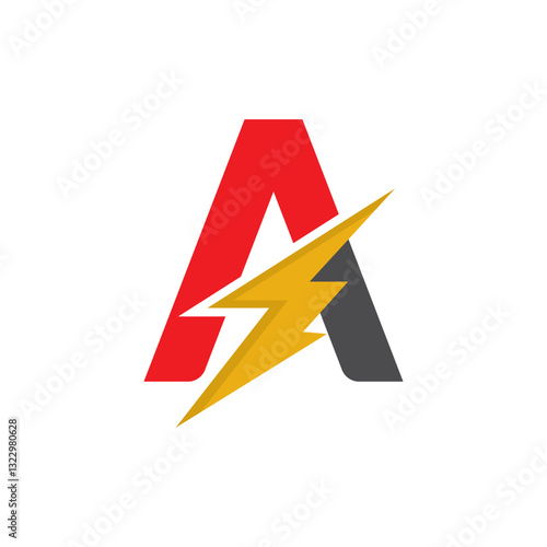 letter a combined with thunder logo. thunder electric logo vector icon illustration