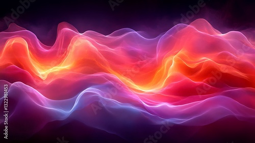 Wallpaper Mural Vibrant Abstract Wave Illustration With Gradient Colors, 3d glittered waves background Torontodigital.ca