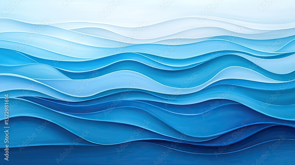 Fototapeta premium Digital watercolor painting abstract background concept. Abstract waves in shades of blue create a soothing and tranquil background design.