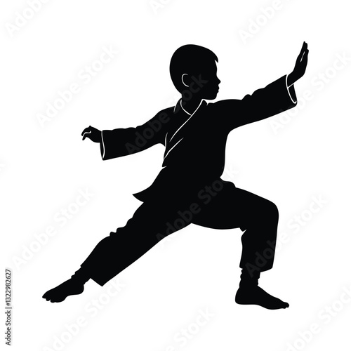 the boy is kung fu silhouette