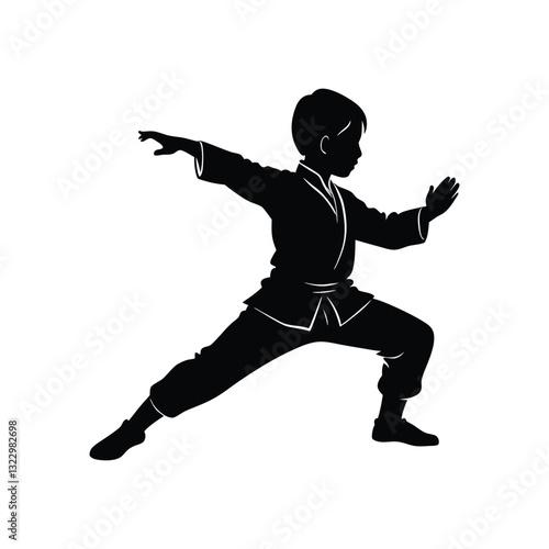 the boy is kung fu silhouette