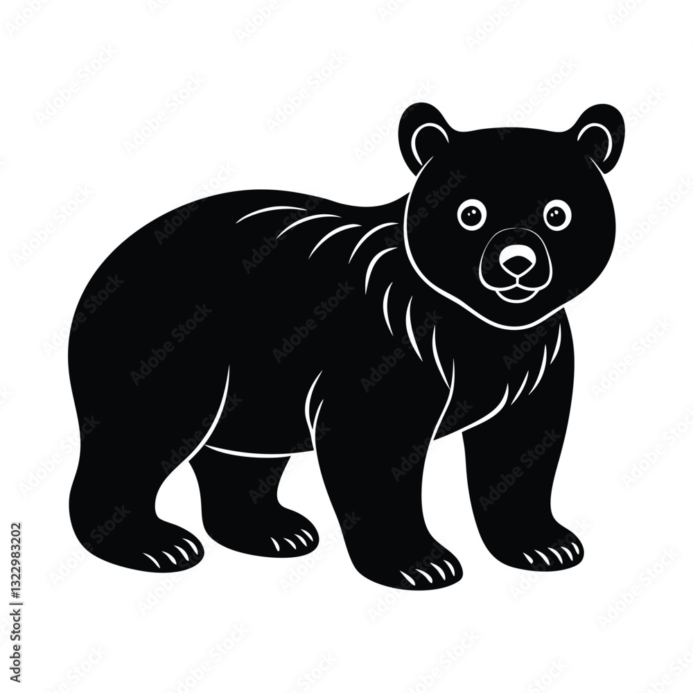 Fototapeta premium cute baby bear silhouette art