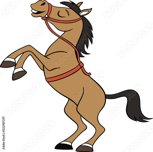 Vector of cartoon horse illustration on white