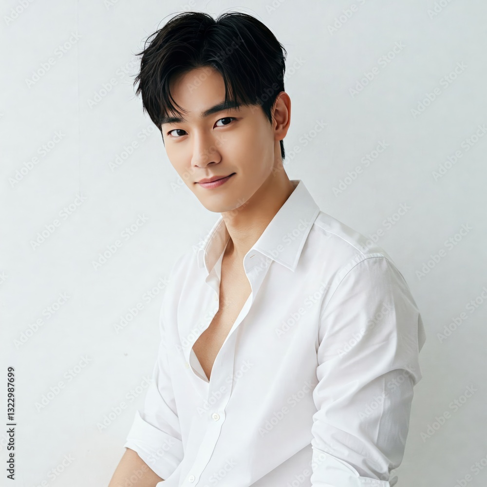 Portrait of Asian man posing on white background Portrait of Asian man posing on white background