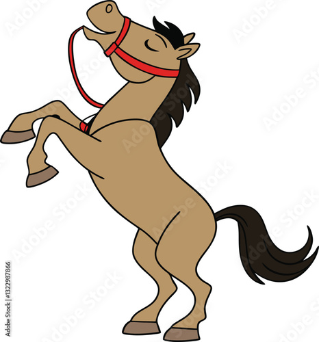 Vector of cartoon horse illustration on white