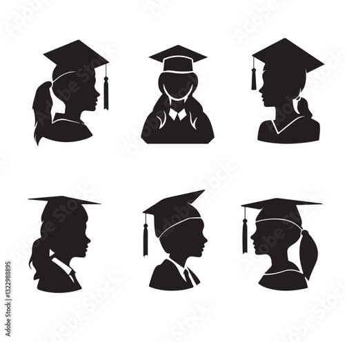 vector set of graduate students wearing hat
