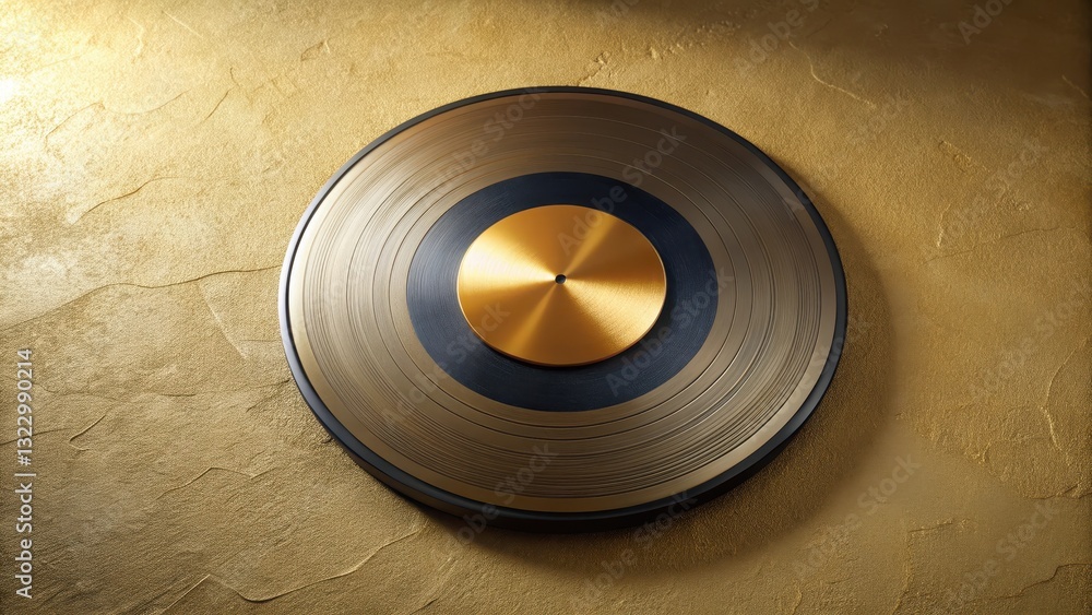 Obraz premium A Luxurious Golden Disc on a Textured Background, Representing Achievement and Success