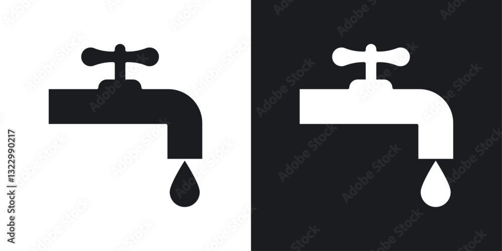 Faucet drip icons pack in solid style Faucet drip icons pack in solid style