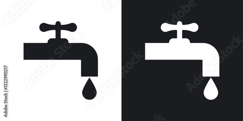 Faucet drip icons pack in solid style