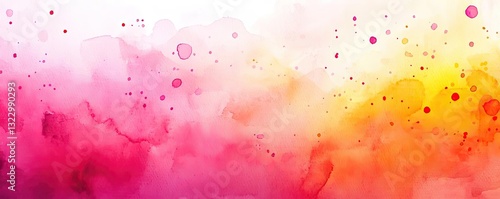 Digital watercolor painting abstract background concept. A vibrant watercolor splash with pink, orange, and yellow hues creating a dynamic background.