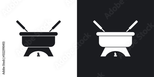 Fondue pot icons pack in solid style