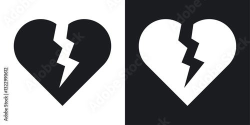 Heart Crack icons pack in solid style