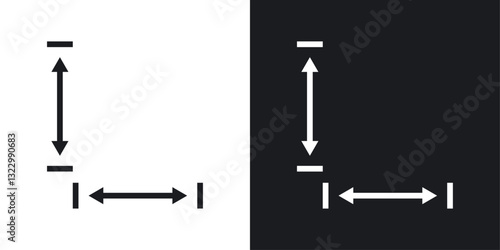 Height and width icons pack in solid style