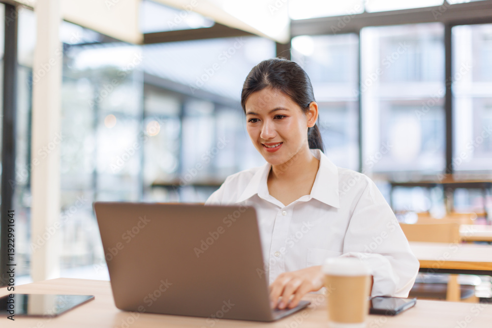 Asian Business woman doing on laptop math finance on an office desk, tax, report, accounting, statistics, and analytical research concept
Asian Business woman doing on laptop math finance on an office desk, tax, report, accounting, statistics, and analytical research concept