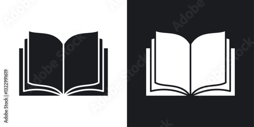 Open Book icons pack in solid style