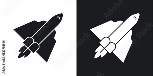 Space shuttle icons pack in solid style