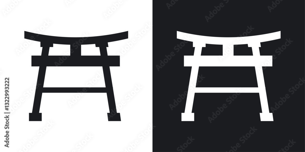 Torii gate icons pack in solid style Torii gate icons pack in solid style