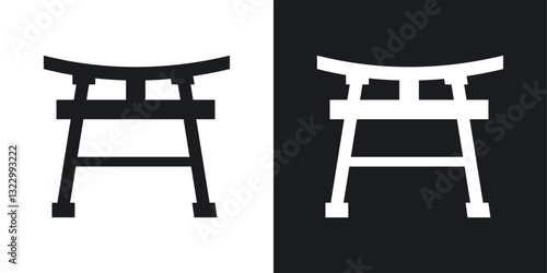 Torii gate icons pack in solid style