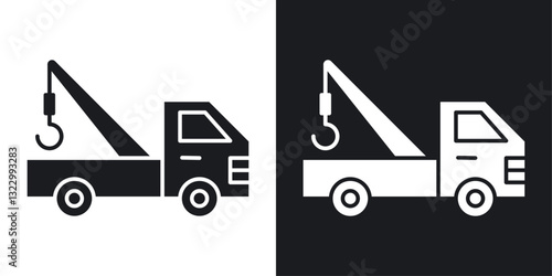 Tow truck icons pack in solid style