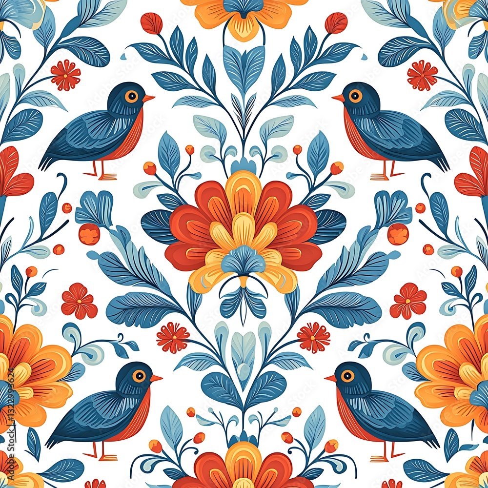 Intricate folk art patterns vibrant polish design cultural seamless textiles nature inspired aesthetic viewpoint