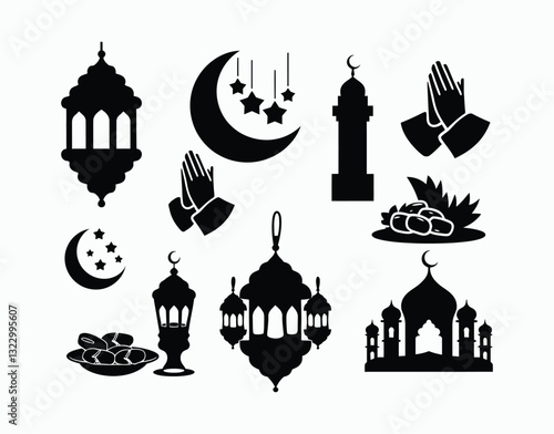 Ramadan Kareem Silhouette Collection Vector Template Illustration