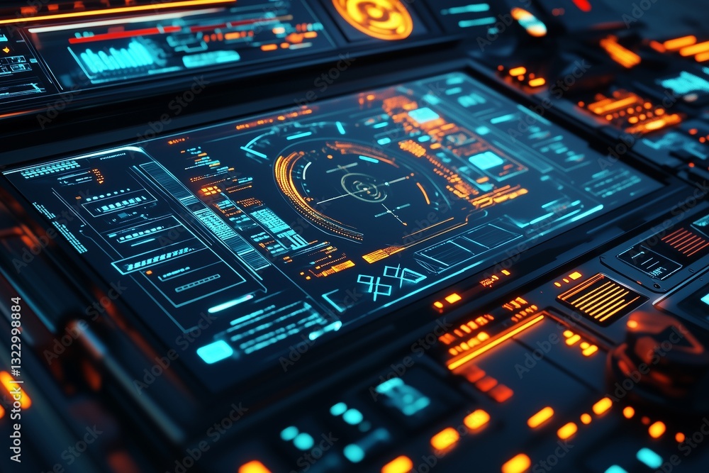 Obraz premium A futuristic virtual assistant interface with 3D digital avatars and tools. 