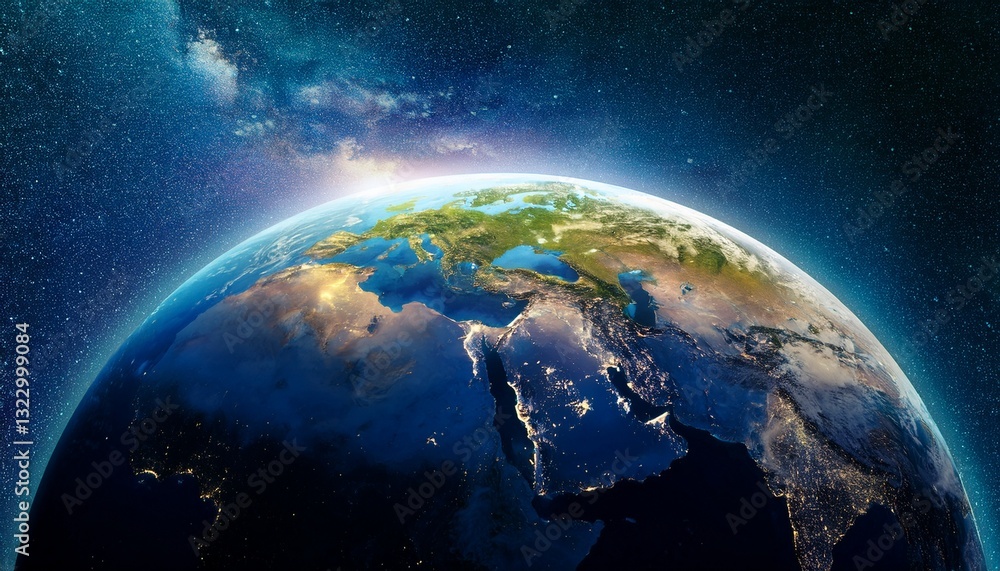 Obraz premium cinematic shot of planet earth globe clouds and space background