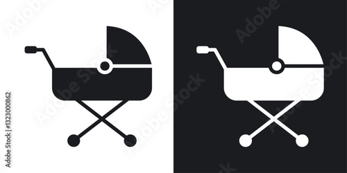 Baby carriage icons pack in solid style