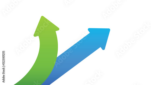 2 arrows pointing up one arrow change direction represent profit, progress and Success in a Different Way