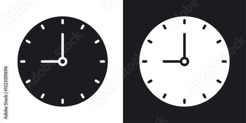 Clock nine icons pack in solid style