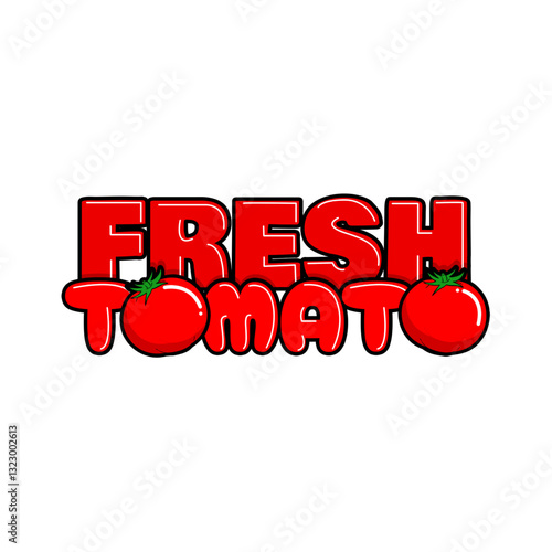 Fresh Tomato Day to celebrate on April 6th. Red bold text with two fresh red tomatoes on white background. Vegetable event banner