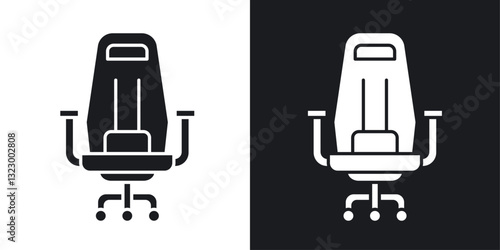 Gaming chair icons pack in solid style