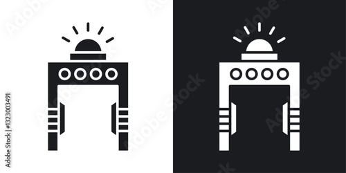 Metal detector icons pack in solid style