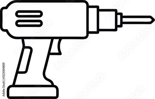 electric drill machine line art silhouette vector