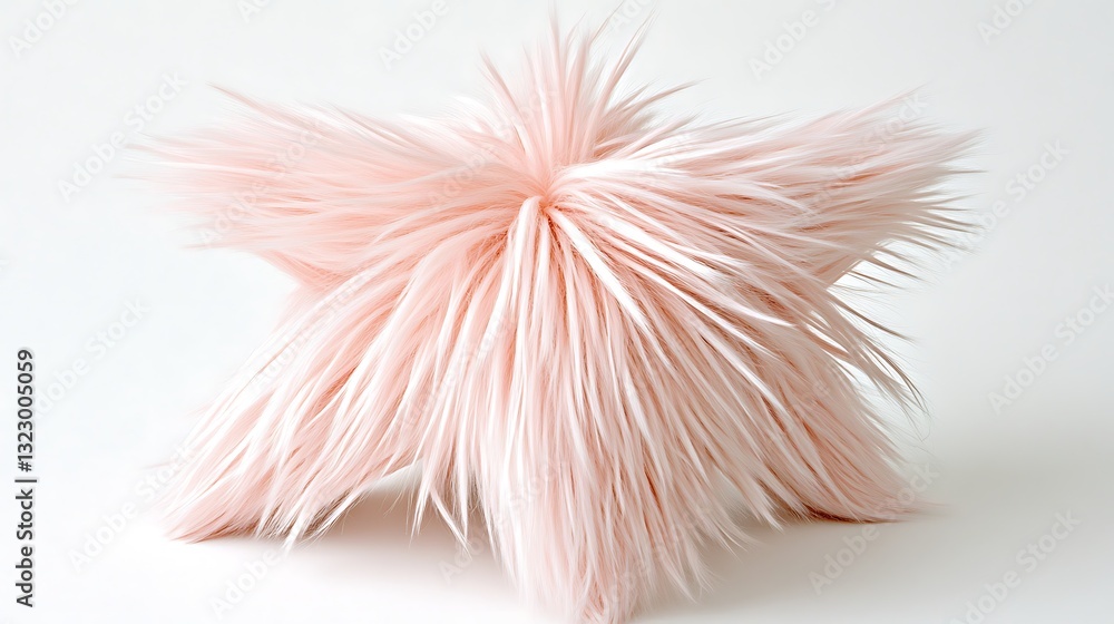 Luxurious Pink Faux Fur Star Shaped Stool Soft Fluffy Texture Home Decor Luxurious Pink Faux Fur Star Shaped Stool Soft Fluffy Texture Home Decor
