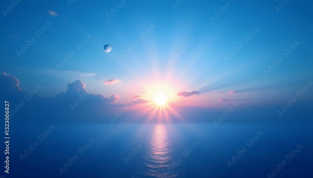 Obraz premium Blue sunset sunlight background, blue sunset sunlight, moonlight background