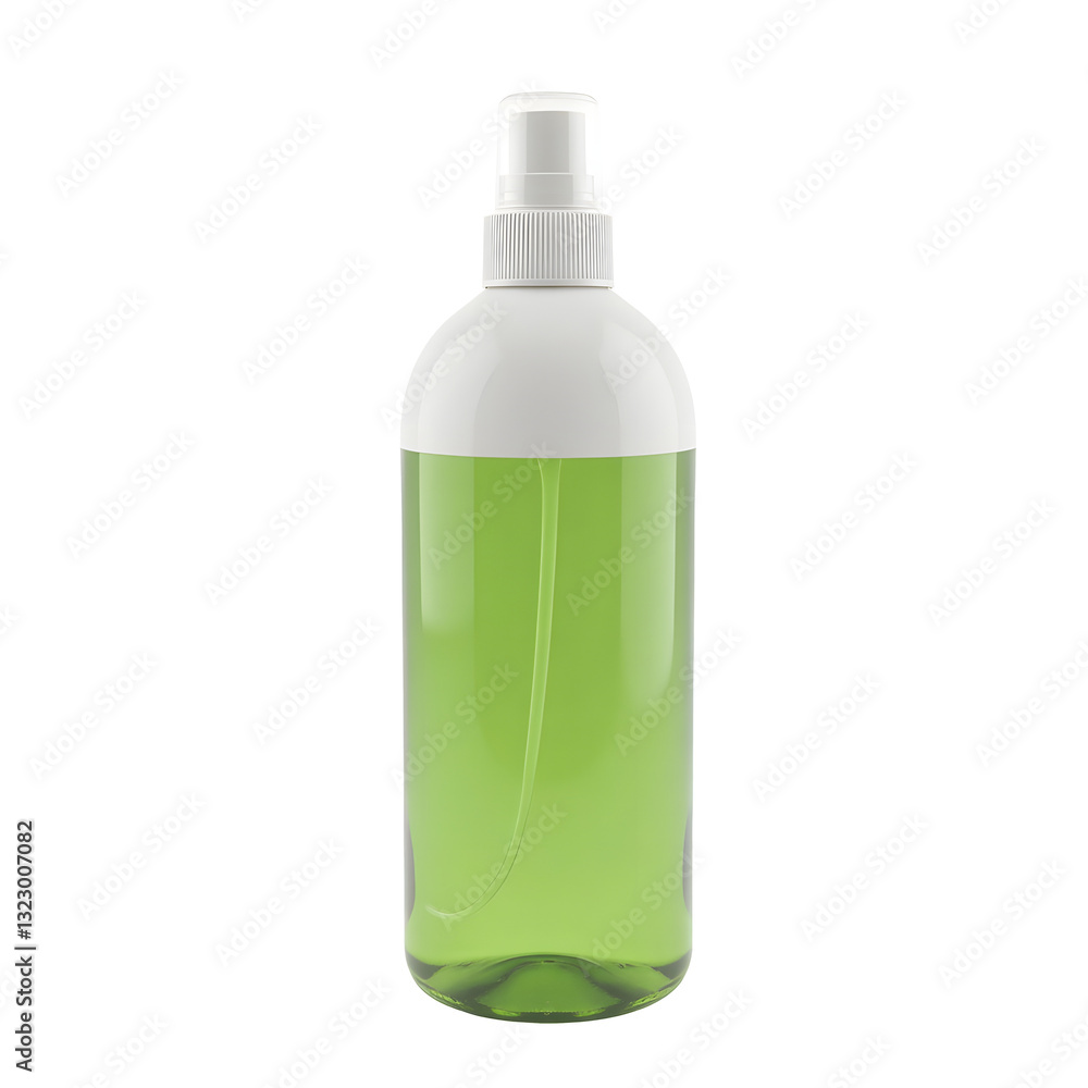 Green liquid in clear bottle with white cap hygiene Green liquid in clear bottle with white cap hygiene
