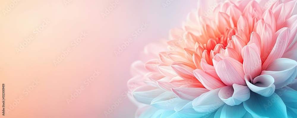 Floral illustration abstract background idea. A close-up view of a beautiful flower with pink and blue petals against a soft background. Floral illustration abstract background idea. A close-up view of a beautiful flower with pink and blue petals against a soft background.