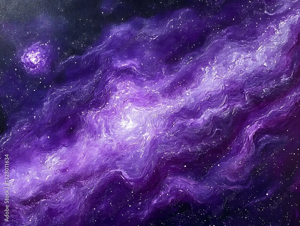 Fototapeta premium Purple and black abstract background waves illustration, galaxy theme fantasy design
