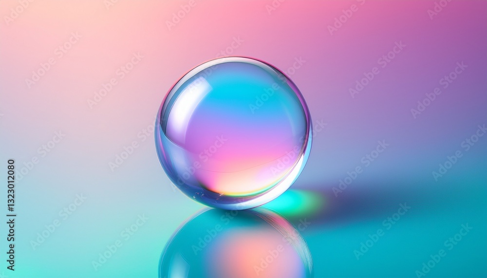 iridescent bubble on a pastel gradient background