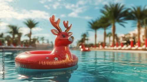 Reindeer Pool Float in Tropical Paradise