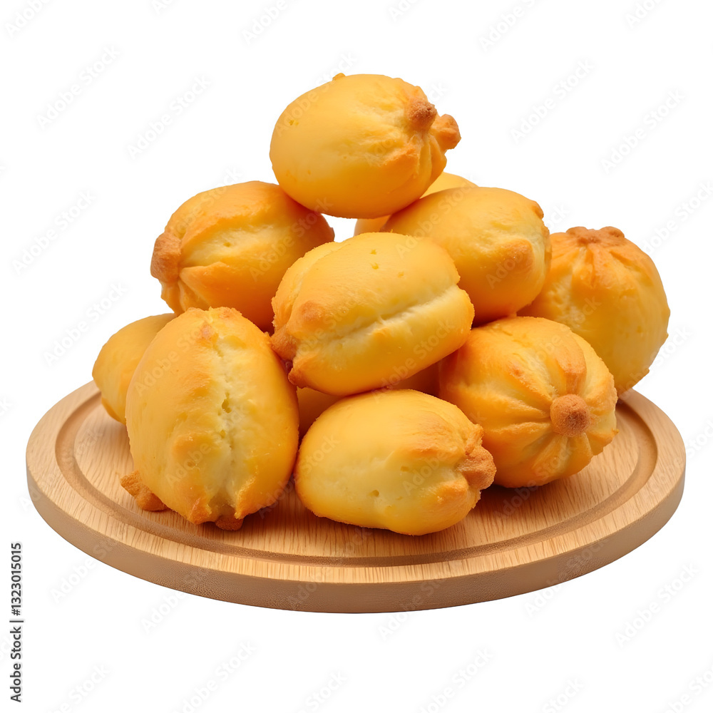 Golden Delights Freshly Baked Dinner Rolls Isolated on White Background Golden Delights Freshly Baked Dinner Rolls Isolated on White Background