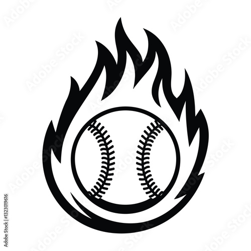 Fiery Baseball Design for Sports Enthusiasts and Team Graphics