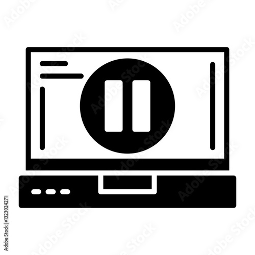 Pause Laptop Interface Solid Icon