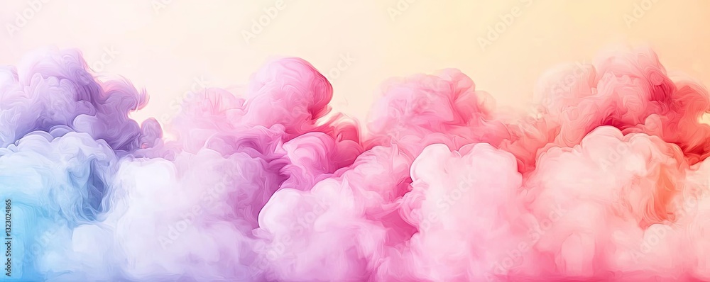 Fototapeta premium Vibrant color art abstract background idea. Vibrant smoke clouds in pastel hues creating an ethereal atmosphere.