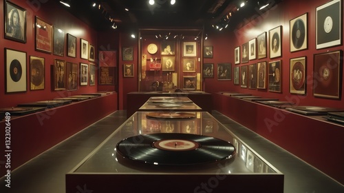 A Museum Exhibit Showcasing Vintage Vinyl Records