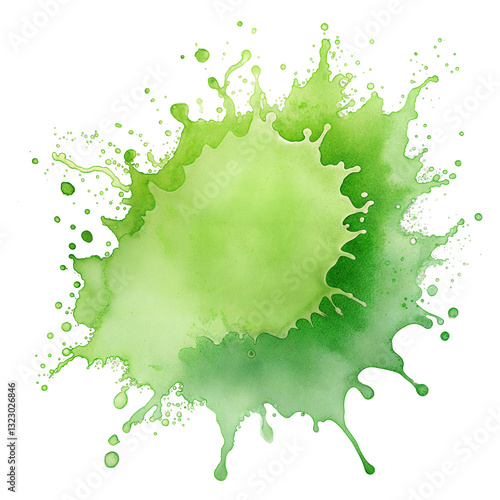 Wallpaper Mural Vibrant Green Watercolor Splash on Transparent and White Background Torontodigital.ca