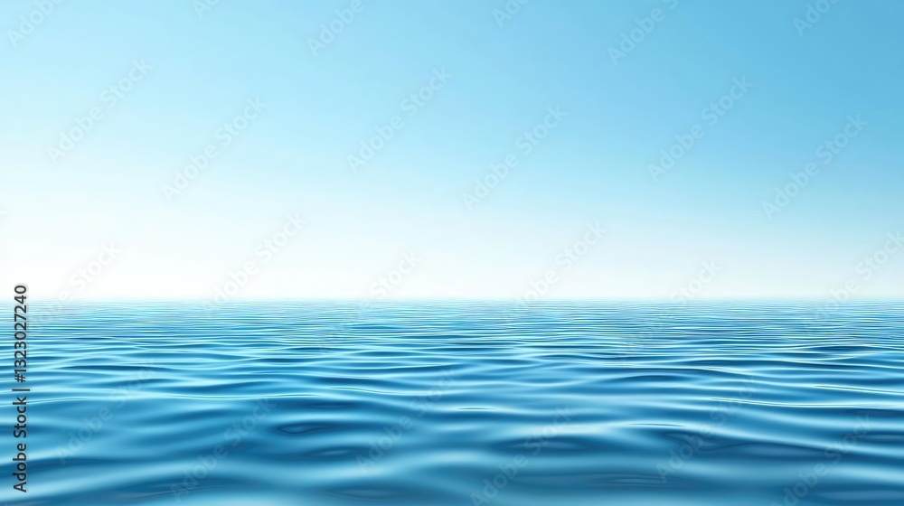 Fototapeta premium Waterscape abstract background concept. A serene ocean view with gentle waves under a clear blue sky, evoking peace and tranquility.