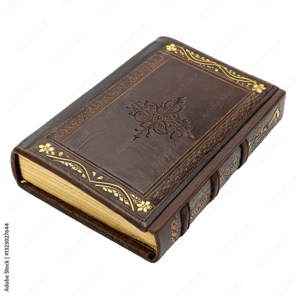 Fototapeta premium Leather Bound Book isolated on transparent background 
