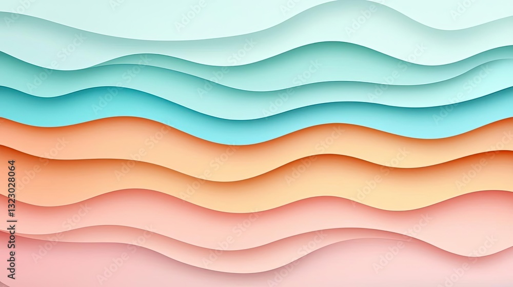 Fototapeta premium Pastel color illustration abstract background idea. Colorful waves create a calming abstract background for creative projects.